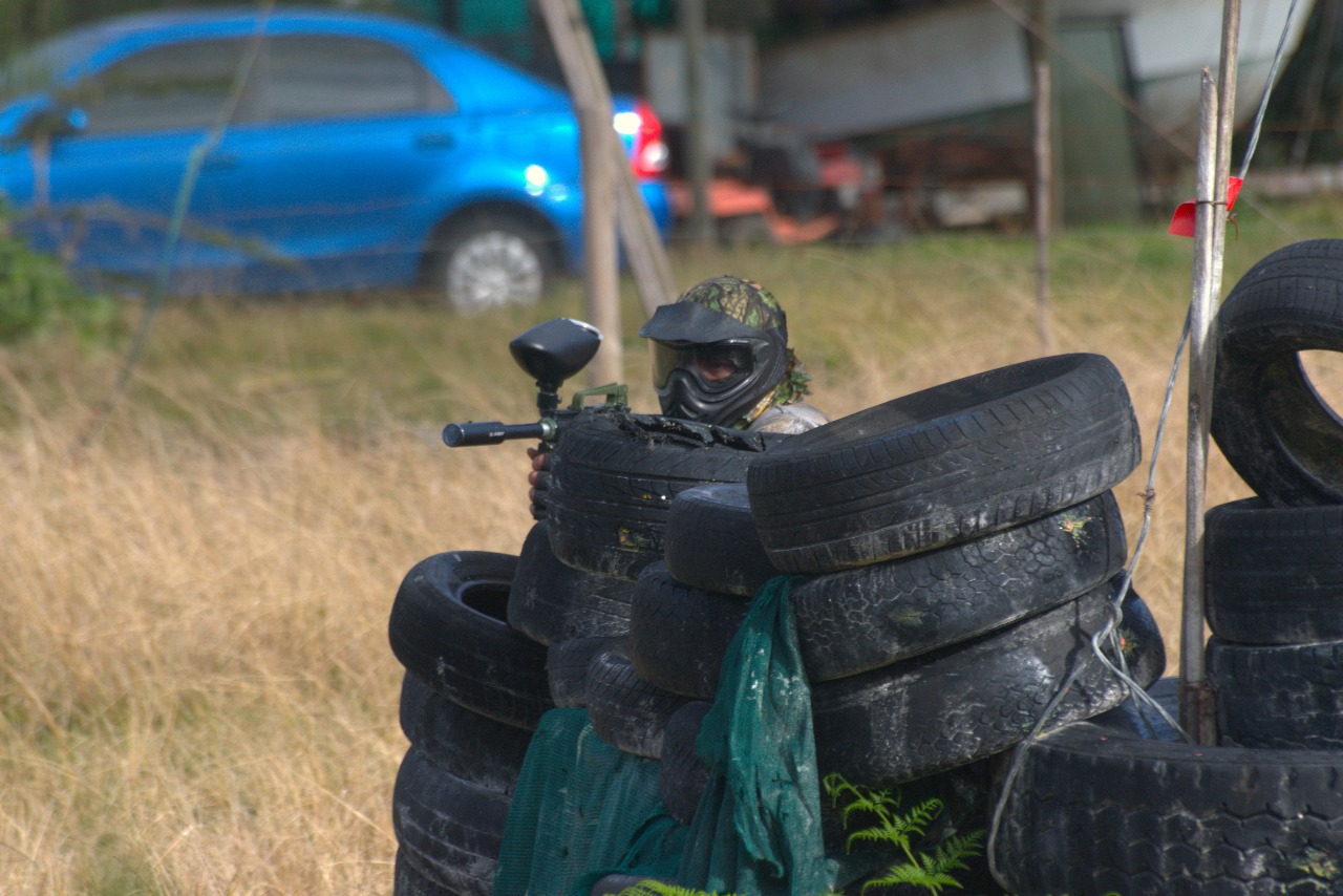 Paintball group on the field